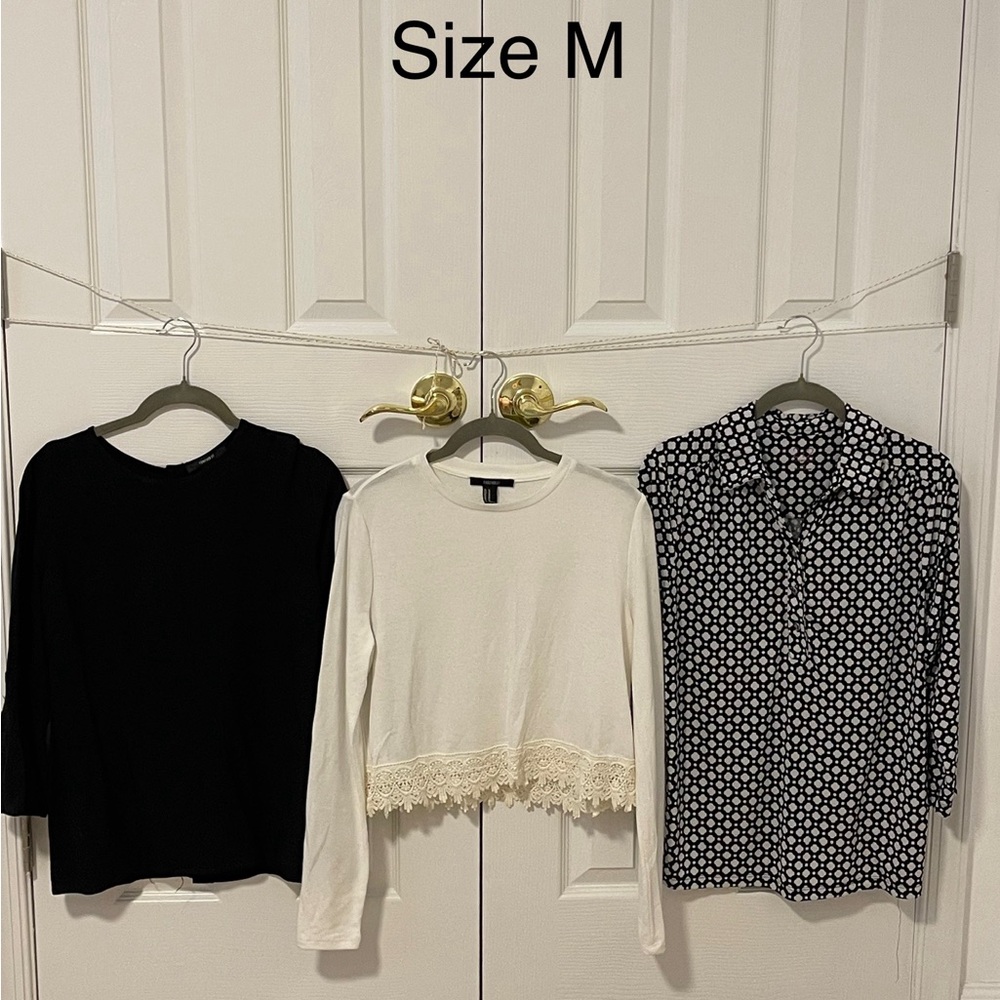 Forever 21 Set of 3 Black, White, and Black Polka Dot Blouses Women